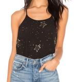 Free People Tops | Free People Intimately Black Beaded Star Top Thin Adjustable Strap | Color: Black | Size: S