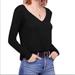 Free People Tops | Free People | Ribbed V-Neck Long Sleeve Top In Black Women’s Size Small | Color: Black | Size: S