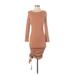 Here Comes the Sun Casual Dress - Bodycon: Tan Solid Dresses - Women's Size X-Small