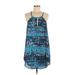 BB Dakota Casual Dress - Mini Keyhole Sleeveless: Blue Dresses - Women's Size Medium