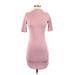 Windsor Casual Dress - Bodycon Mock Short sleeves: Pink Print Dresses - Women's Size Small