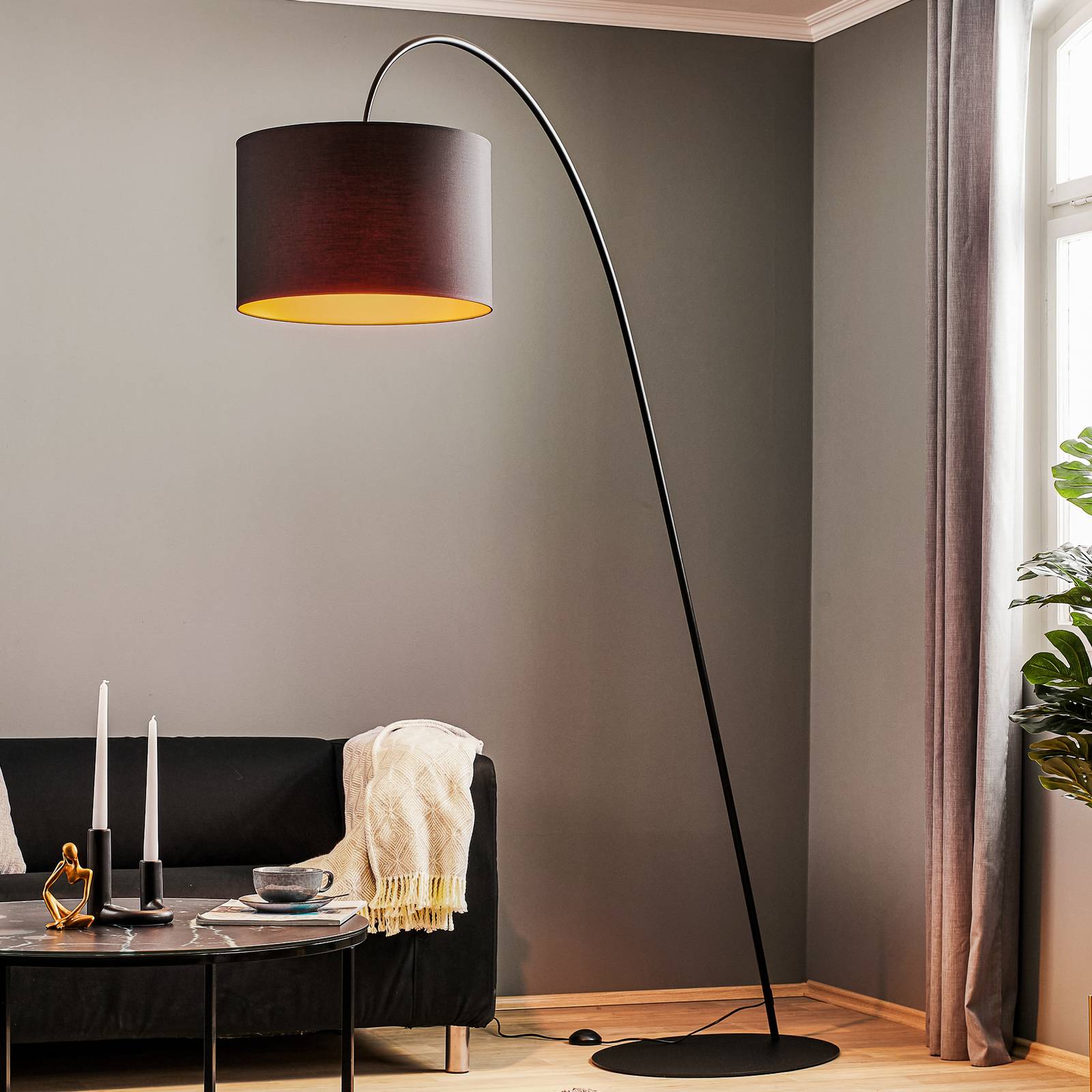 Bogenlampe Alice Nowodvorski Lighting, schwarz, für Wohn- / Esszimmer, Kunststoff, Modern, Stehlampe