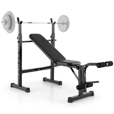 Costway Adjustable Weight Bench and Barbell Rack Set with Weight Plate Post