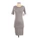 Lularoe Casual Dress Scoop Neck Short sleeves: Gray Stripes Dresses - New - Women's Size X-Small
