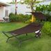 Costway Patio Hanging Chaise Lounge Chair with Canopy Cushion Pillow & Storage Bag Brown