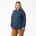 Dickies Women's Plus Water Repellent Sleeve Logo Hoodie - Navy Heather Size 2X (FWW22)