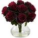 Nearly Natural Rose Arrangement Artificial Flowers with Vase Red