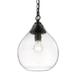 Modern 1-Light Small Pendant in Brushed Champagne Bronze with Hammered Clear Glass 9.8 inches W X 13.4 inches H-Matte Black Finish-Hammered Clear