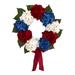 Nearly Natural 24 Red White and Blue Hydrangea Floral Plastic Artificial Wreath (Assorted Colors)