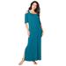 Plus Size Women's Ultrasmooth® Fabric Cold-Shoulder Maxi Dress by Roaman's in Deep Teal (Size 38/40)