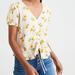 American Eagle Outfitters Tops | American Eagle Outfitters Floral Cinch Top | Color: Cream/Yellow | Size: Xs