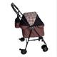 WSJTT Pet Gear Pet Stroller for Cats/Dogs, Easy One-Hand Fold with Removable Liner, Storage Basket, Mesh Ventilation (Color : Brown)
