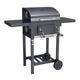 Charcoal BBQ Grill Smoker Stainless Steel with Folding Side Table Shelves, Built-In Thermometer, Wheels, Adjustable Height Outdoor Barbecue BillyOh Kentucky, Black