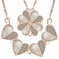 MagCopper Silver 925 Four Leaf Clover Necklace Heart Magnetic Necklace Women's Cubic Zirconia Lucky Clover Charm 4 heart clover necklace for women (Rose Gold)