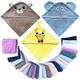 Lovely Care 3 Pack Baby Hooded Bath Towel with 24 Count Washcloth Sets for Newborns Infants & Toddlers, Boys & Girls - Baby Registry Search Essentials Item - Bear, Elephant, Duck