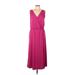 Dual Nature Casual Dress - Midi: Pink Solid Dresses - Women's Size 11