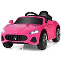 COSTWAY Electric Kids Ride On Car, 12V Battery Powered Compatible Maserati Toy Vehicle with Two Motors, Remote Control, Lights, USB, Horn and Music, Gift for 3+ Years Old Boys Girls (Pink)
