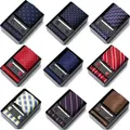 Ensemble de boutons de manchette et cravate Jacquard 7.5 Cm haute qualité boîte à cravate