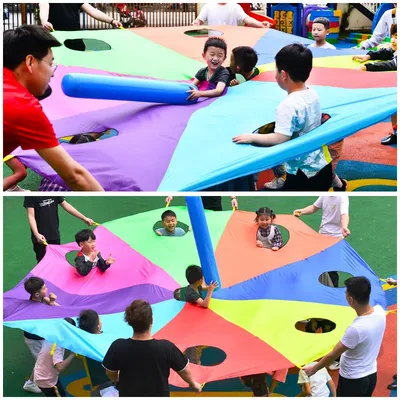 Parapluie en Polymère Coloré Arc-en-ciel pour Enfant Jouet Parachute Activités Parent-Enfant