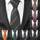 Cravate fine rayée pour hommes en Polyester Jacquard pour costume d'affaires de mariage large de