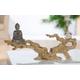 Buddha Figur betend auf Baumstamm Meditation 35 cm breit Dekofigur