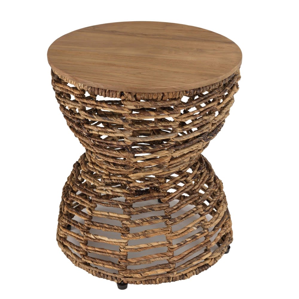 Tabouret assise en bois de teck recyclé