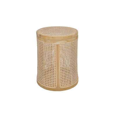 SIT Möbel Korb mit Rattan-Geflecht | rund | abnehmbarer Deckel | Teak natur | B 40 x T 40 x H 53 cm | 05356-01 | Serie R