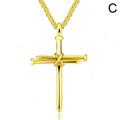 AUsagg Fashion Cross Necklace Men Punk Steel Nail Cross Pendant Black Gold Silver Color Chain Creative Necklace Christian Jewelry Gifts U7R7