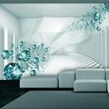 Vivyet Peel and stick wall mural - Diamond Corridor (Turquoise)