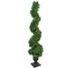 4.5 Pre-Lit Artificial Cedar Spiral Topiary Tree in Urn Style Pot Clear Lights