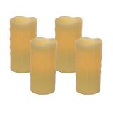 LED Wax Dripping Pillar Candle (Set of 4) 3 Dx6 H Wax/Plastic - 2 C Batteries Not Incld.