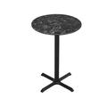 Holland Bar Stool 36 in. Indoor & Outdoor Table with 32 in. Dia. Black Marble Top