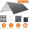 Camping Tarp Waterproof iMounTEK 9.84*16.4Ft Rain Fly Durable Camping Tent Tarps with 8 Stakes and Ropes Sunshade Rain Cover Tent Camping Accessories for Picnic Hammock Hiking Fishing UV Protection