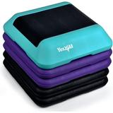 Yes4All Adjustable High Step Aerobic Platform 16 in x 16 in for Aerobic Step Exercises (Teal/ Purple/ Black)