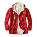 ketyyh-chn99 Men Jacket Jacket Men Large Tall Male Winter Loose Plush Plaid Double Pocket Jacket Hooded Long Reversible Hunting Jacket