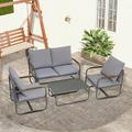 Highsound 4 pieces Rattan Wicker Patio Furniture Set Outdoor Patio Chairs with Cushion and Table Patio Sofa