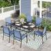 Sophia & William 7 Piece Patio Dining Set Rectangular Patio Dining Table and 6 Textilene Chairs - Blue