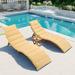 Lounge Chair for Outdoor Seizeen 3 Pieces Chaise Lounge Set with Cup Table Foldable Wooden Sun Lounger Set W/Handle All-Weather for Patio Poolside Beach Brown Cushion