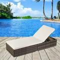 SamyoHome Wicker Reclining Chair Adjustable Outdoor Steel Patio Chaise Lounge Chair Furniture for Patio Gray Gradient