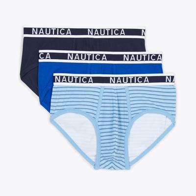 Nautica Men's Stretch Cotton Briefs, 3-Pack Blue Depths, S