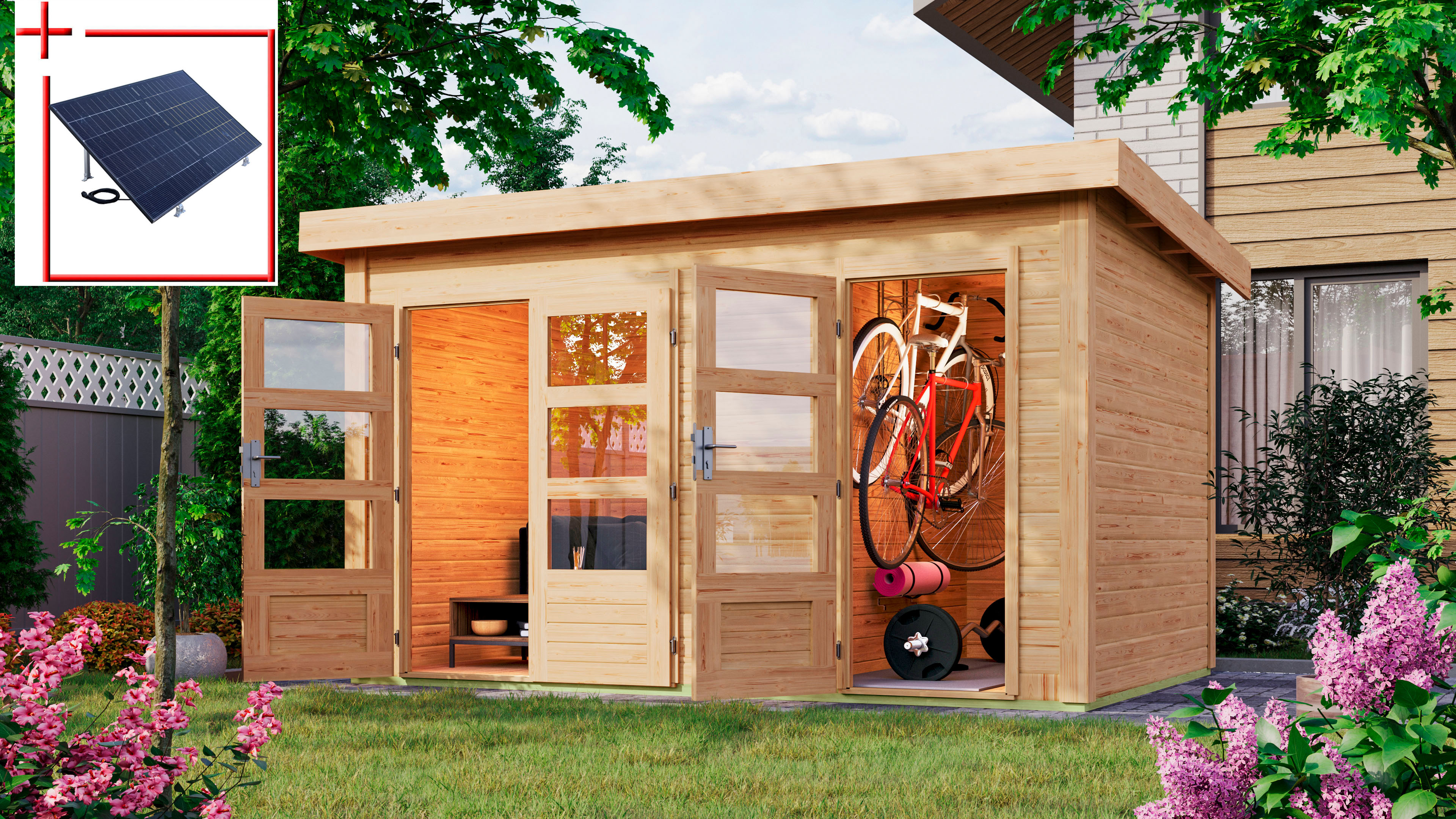 Gartenhaus KARIBU "Schönbuch 1", beige (naturbelassen), ohne Fußboden, ohne Dacheindeckung, Holzwerkstoff, Gartenhäuser, Gartenhaus