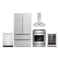 Cosmo 5 Piece Kitchen Package w/ 30" Freestanding Gas Range 30" Island Range Hood 24" Built-in Fully Integrated Dishwasher 36" French Door Refrigerator 48 | Wayfair