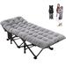 ShangQuan WuLiu Portable Folding Bed, Rollaway Guest Bed Sleeping Cot w/ Pearl Mattress, Heavy Duty Outdoor Camping Cot, in Gray/Black | Wayfair