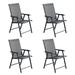 Latitude Run® Folding Patio Chairs Outdoor Portable Sling Chair w/ Armrest Set Of 4 Sling, Steel in Black | 37 H x 22.8 W x 25.2 D in | Wayfair