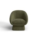 Barrel Chair - Joss & Main Genata 30.7" W Polyester Barrel Chair Linen/Fabric in Green/White/Brown | 30.3 H x 30.7 W x 29.9 D in | Wayfair