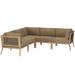 Clearwater Outdoor Patio Teak Wood 5-Piece Sectional Sofa by Modway Wood/Natural Hardwoods in Brown | 26 H x 87 W x 87 D in | Wayfair