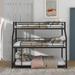 Motyka Twin over Full over Queen Triple Bunk Bed by Isabelle & Max™ Wood in Black | 74 H x 61.8 W x 83 D in | Wayfair