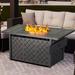 Wade Logan® Astasia 24.8" H x 56.7" W Iron Propane Outdoor Fire Pit Table w/ Lid Cast Iron in Black/Gray | 24.8 H x 56.7 W x 20.9 D in | Wayfair