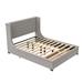 House of Hampton® Emily-Maya Drawers Platform Bed Wood & Upholstered/Metal in Gray/Brown | 45.5 H x 65 W x 84.4 D in | Wayfair