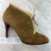 J. Crew Shoes | J Crew Italy Brown Suede Shearling Lined Lace Up Booties Heels Shoes Size 9 | Color: Brown | Size: 9